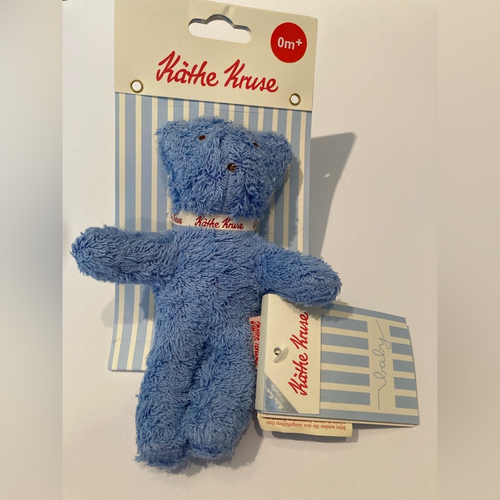 NEW Kathe Kruse Baby Lovey Frottee Bear Hellblau Light Blue Plush Teddy